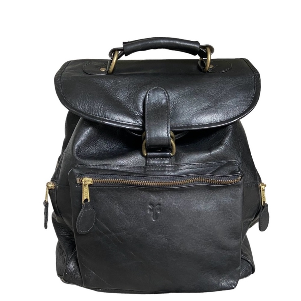 Stunning Frye Leather Black Backpack XLarge Travel Bag